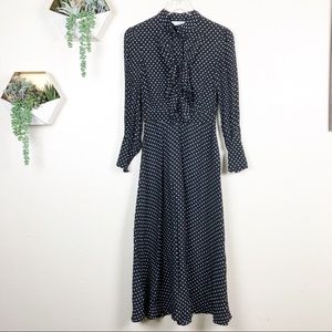 & other stories long black white polka dot dress